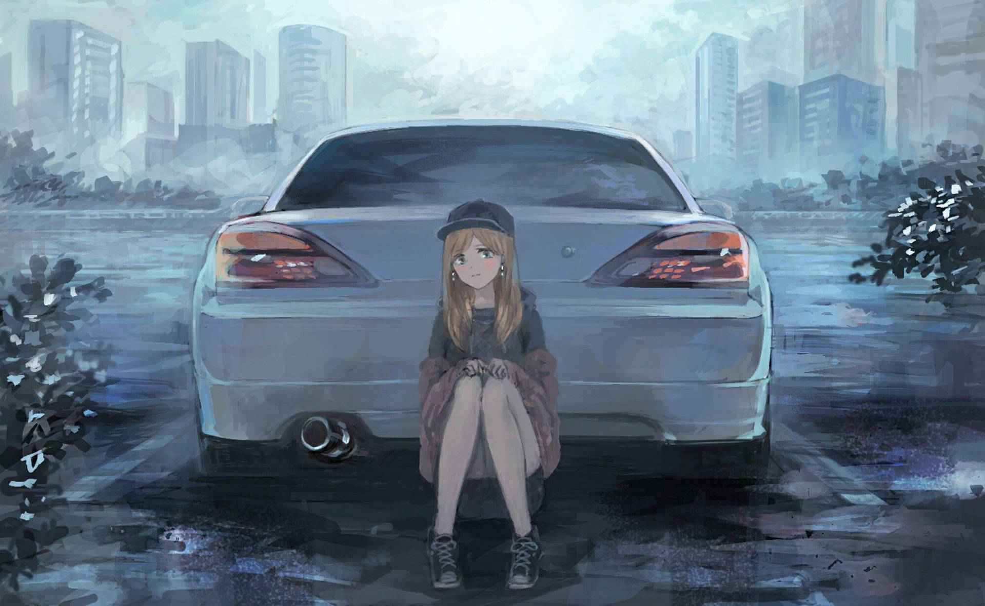 Car Anime Background Wallpaper