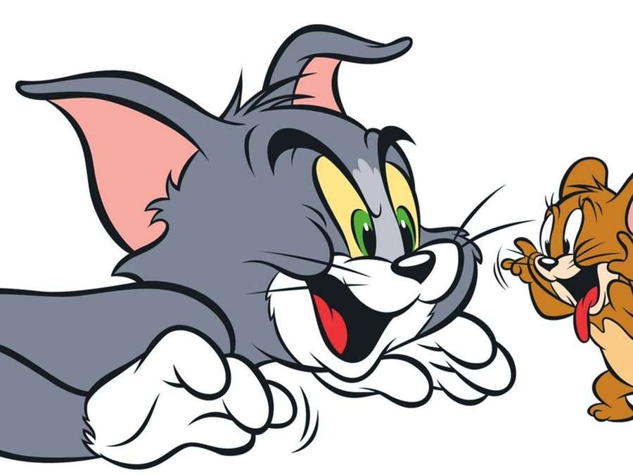 Tom the cat chasing Jerry the mouse in a cartoon scene. — Cartoon Characters Wallpaper