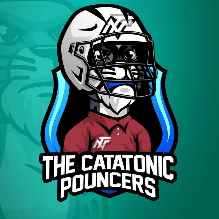 Mascot wearing football helmet and red shirt with team name below. — Catatonic Wallpaper