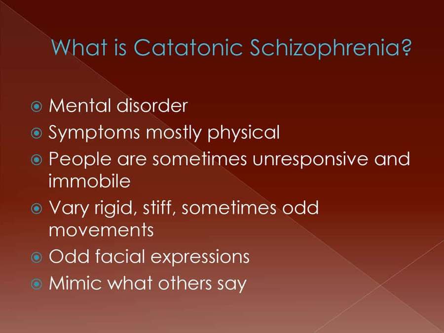 Diapositiva educativa que define la esquizofrenia catatónica con síntomas clave. — Catatónico Fondos de pantalla