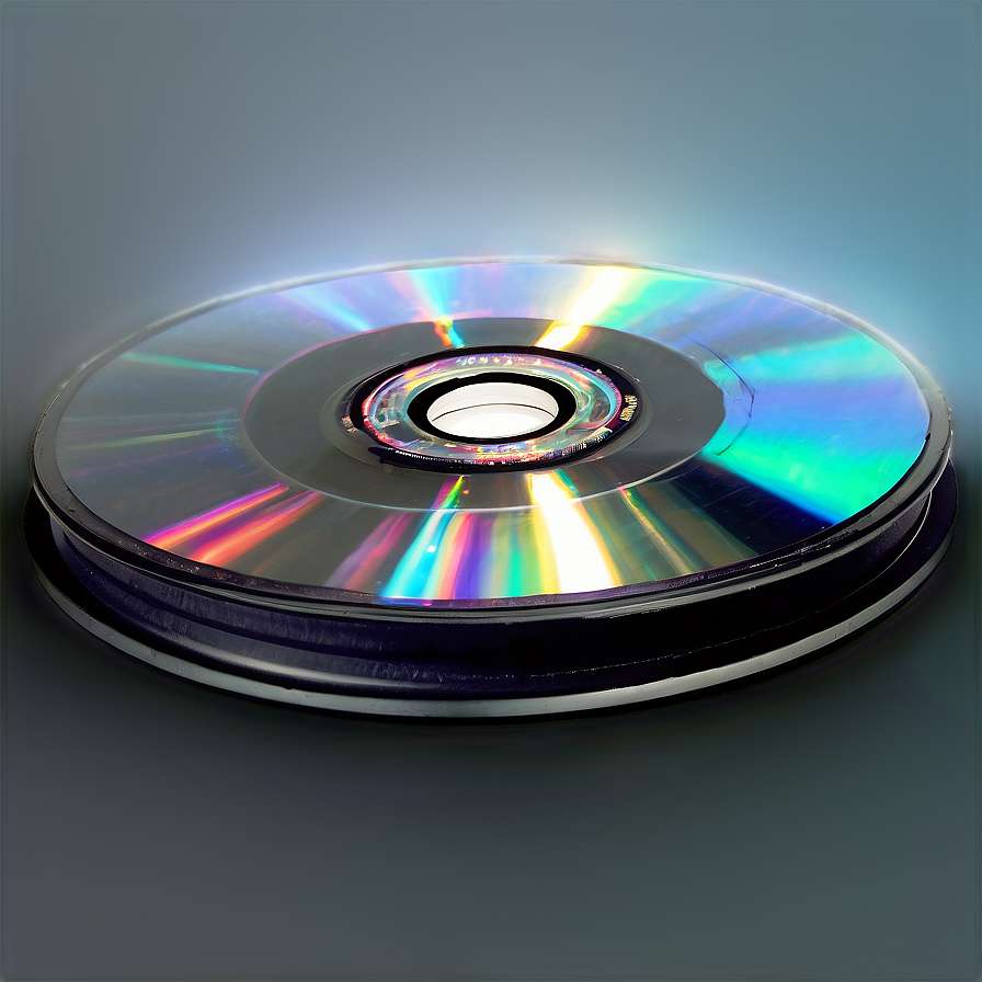 Stack of CDs reflecting rainbow colors under studio light. — Cd PNG