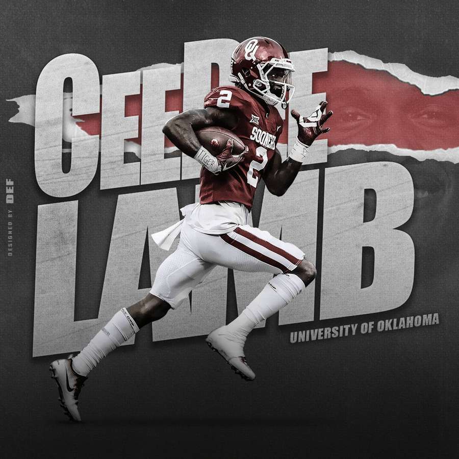 Football player running with ball in maroon and white uniform. — Ceedee Lamb Wallpaper