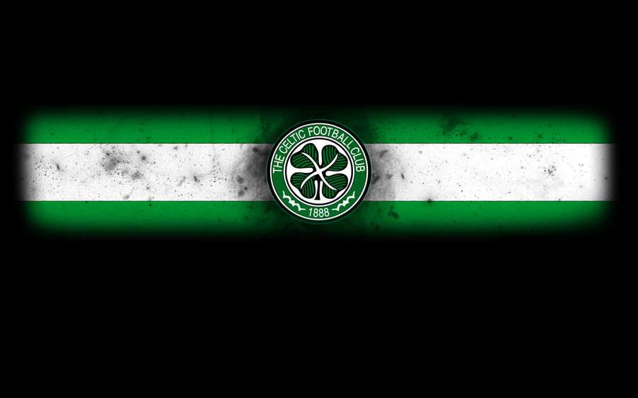 Celtic Football Club logo on green and white stripes with grunge texture. — Celtic Irish Background