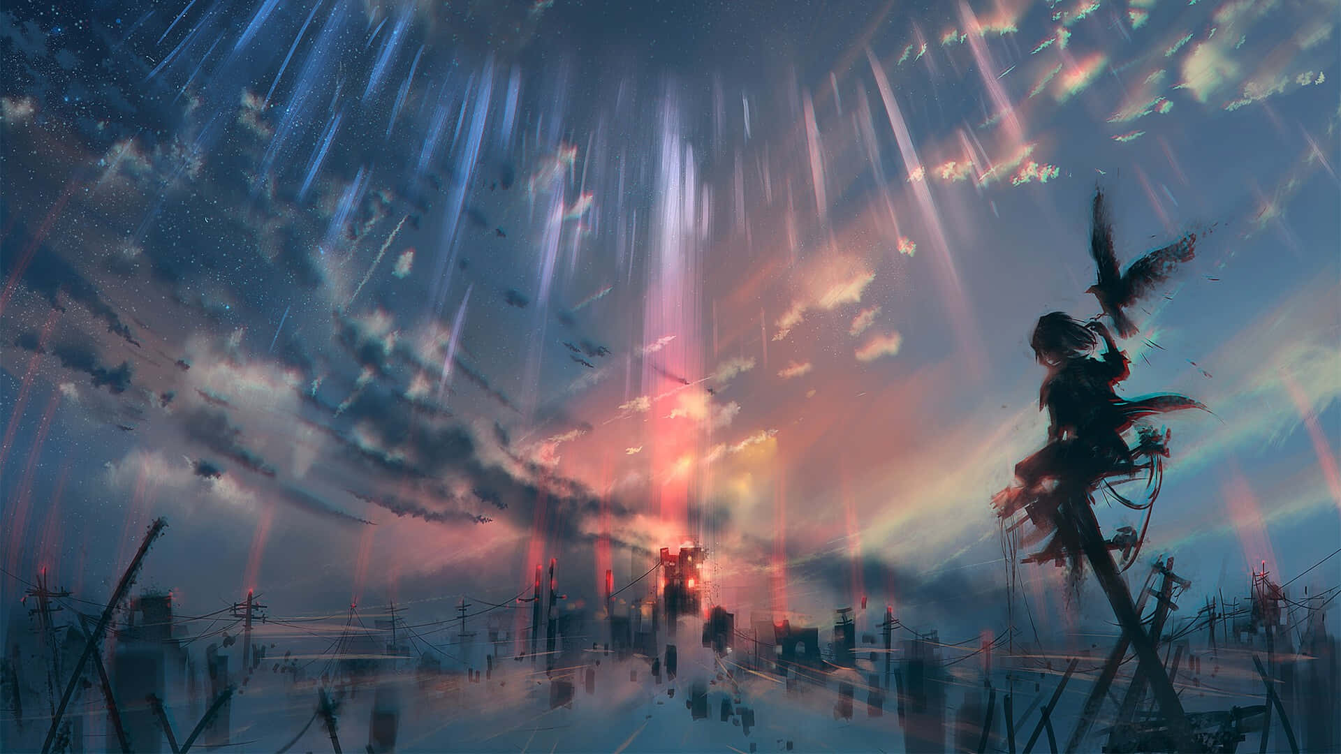 Cenário Noturno De Anime Papel de Parede