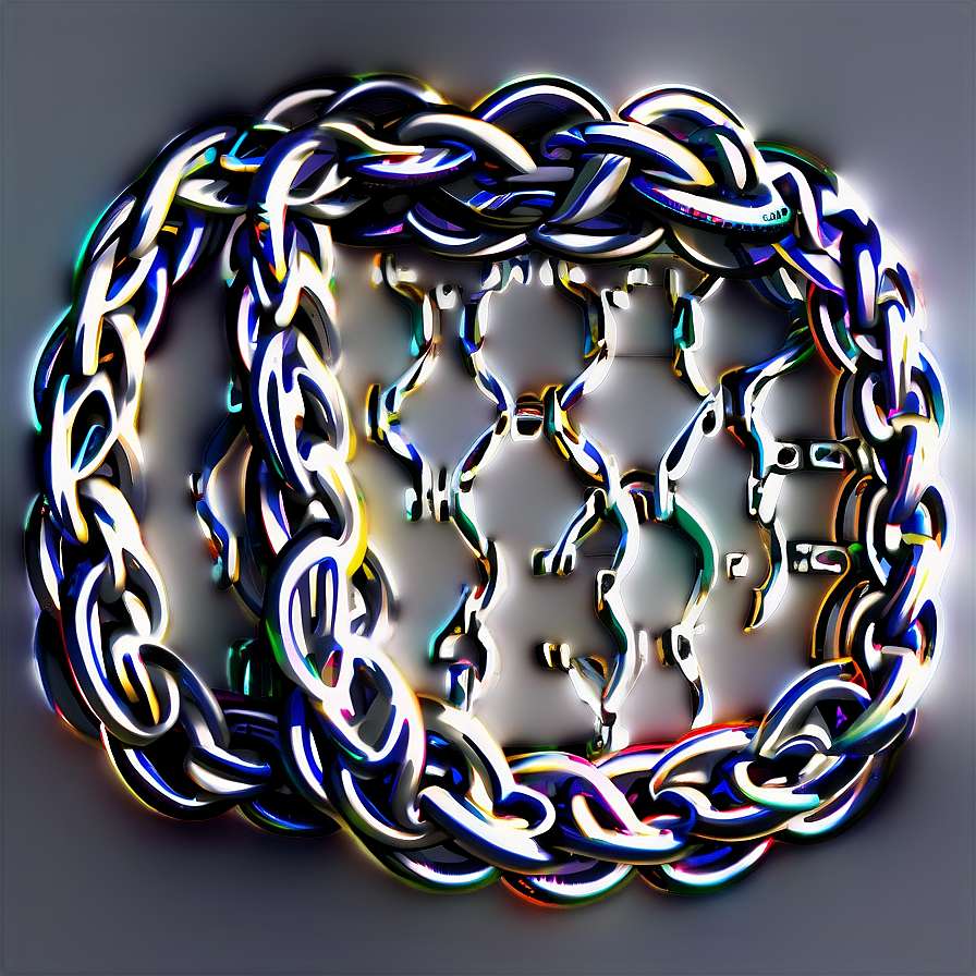 A glowing metallic chain forms a circular frame with fragmented mirror center. — Chain PNG