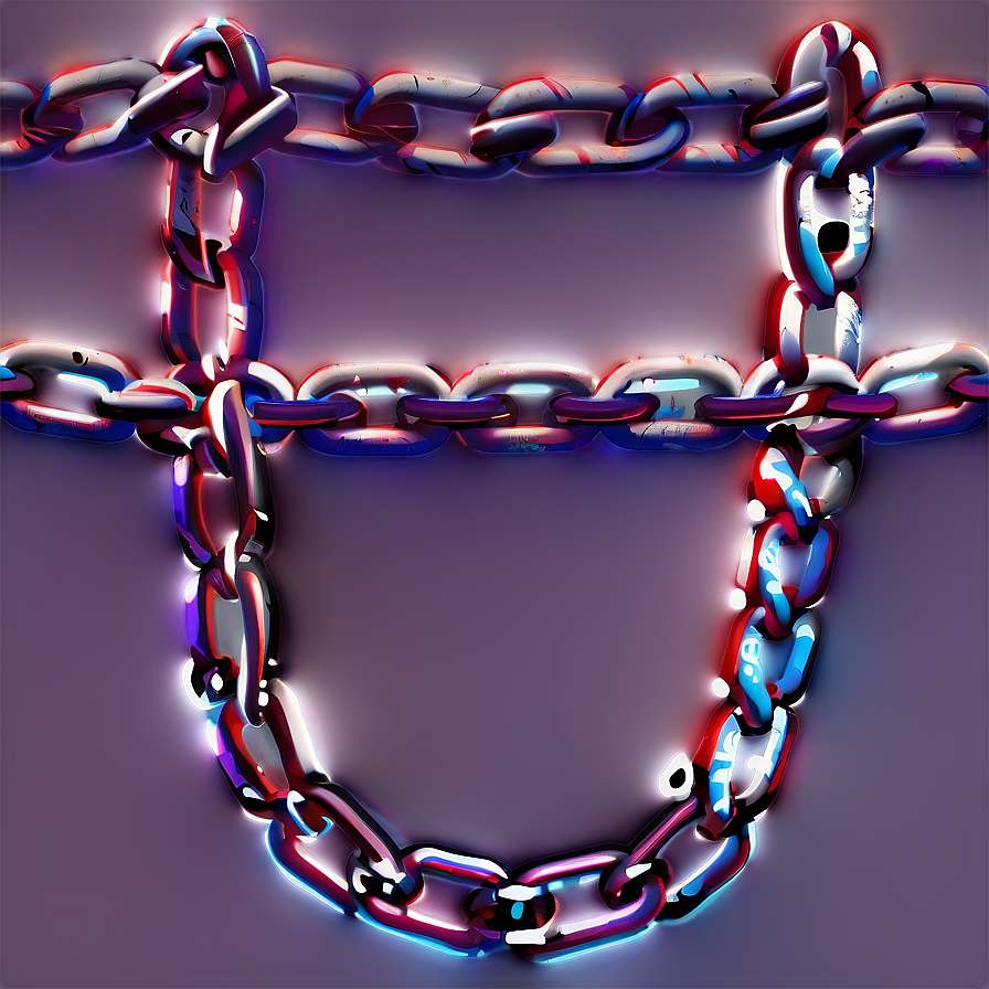 Neon-lit metallic chain forming a U-shape on purple background — Chains PNG