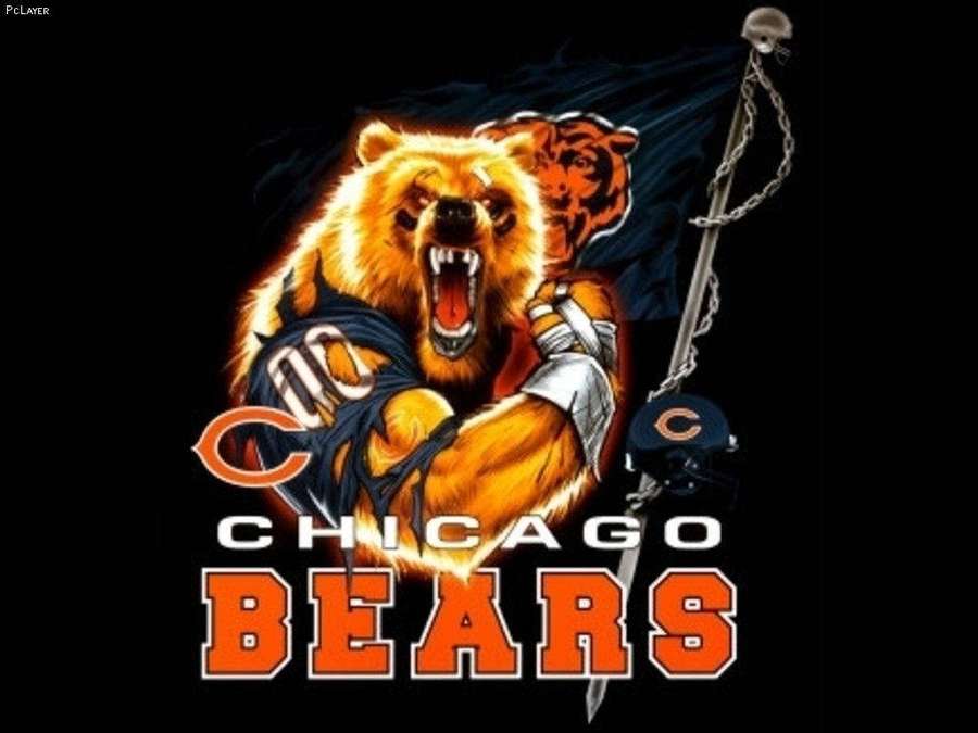 Chicago Bears mascot bear in armor holding flag and helmet — Chicago Bears Background