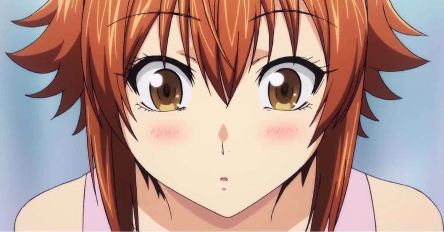 Anime girl with orange hair and blush looking surprised. — Chisa Kotegawa Wallpaper