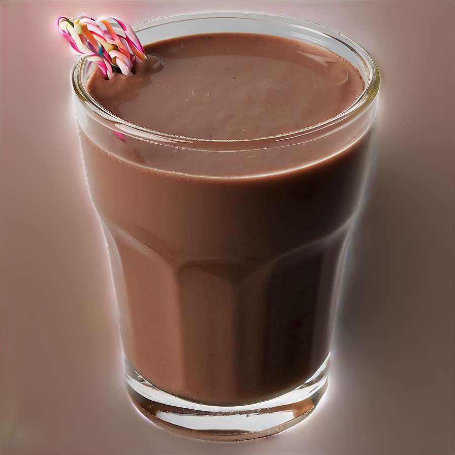 A glass of chocolate milkshake with a candy stick garnish. — Chocolate Milk Wallpaper