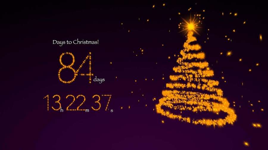 A digital countdown to Christmas with a golden tree and sparkles on a dark background. — Christmas Countdown Background