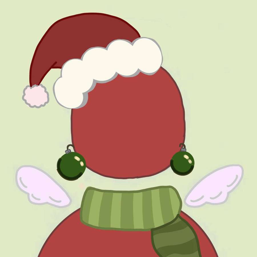 Uma figura de desenho animado com gorro de Papai Noel e orelhas de enfeite usando um cachecol verde. — Christmas Pfp Papéis de Parede
