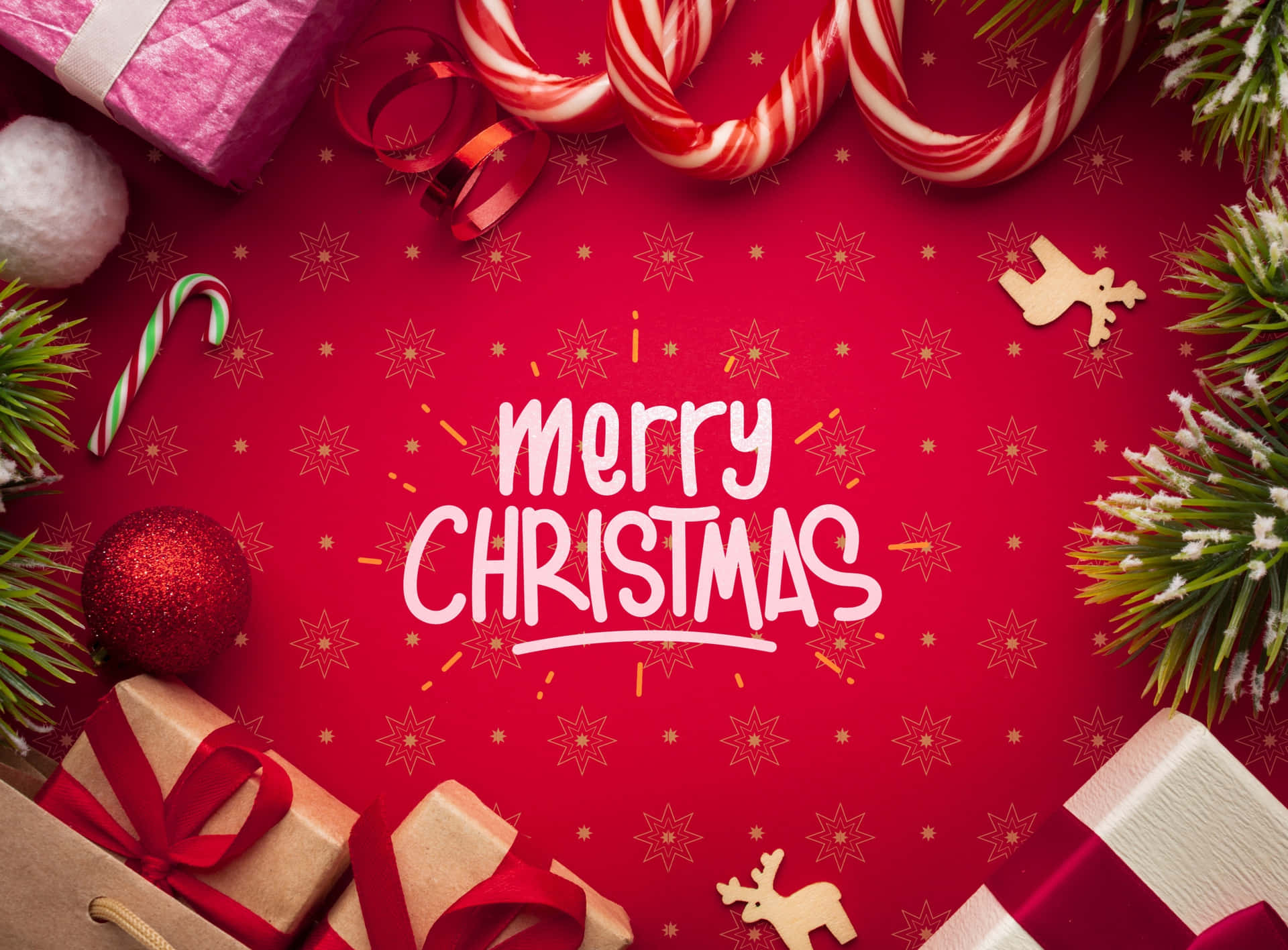 Christmas Red Background Wallpaper
