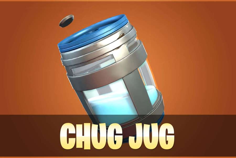 Ein glühender blauer Flüssigkeits-Chug-Jug mit einem metallischen Körper und blauem Deckel vor einem orangefarbenen Hintergrund. — Chug Jug Wallpaper
