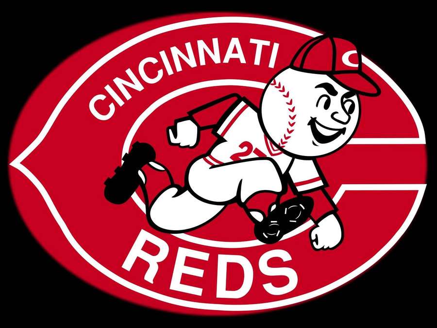 Cincinnati Reds baseball team logo featuring a smiling cartoon player running. — Cincinnati Reds Background