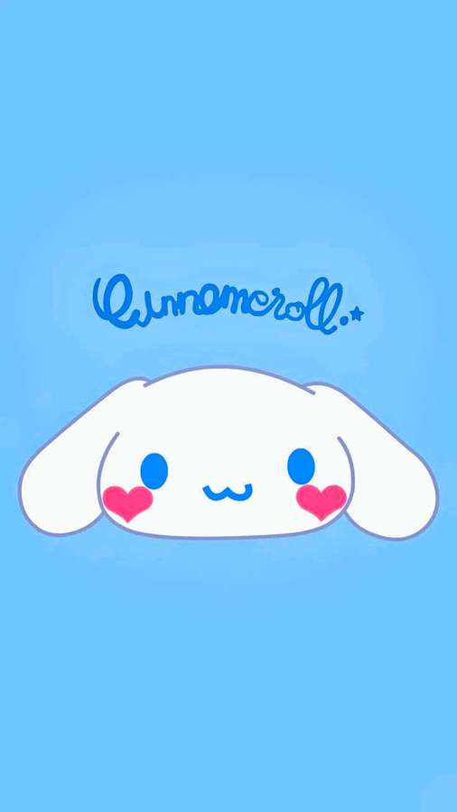 Cinnamoroll cartoon character with blue eyes and pink cheeks on blue background — Cinnamoroll Phone Wallpaper