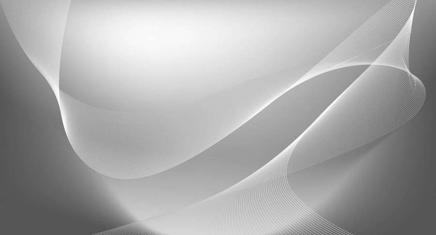 Design abstrato de linhas brancas fluidas sobre um fundo gradiente cinza — Cinza Papéis de Parede