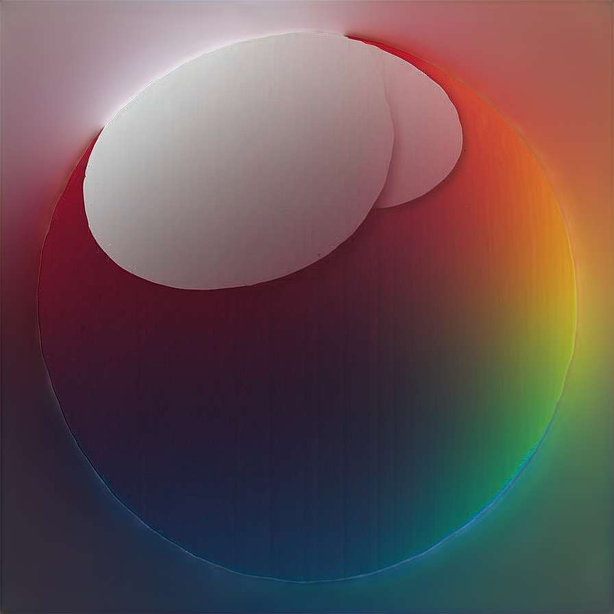 Abstract art with overlapping white ovals on a rainbow gradient circle. — Circle Design PNG