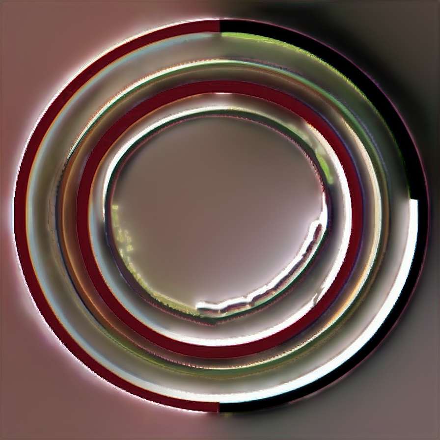 Abstract digital artwork featuring glowing concentric rings in red gold and green. — Circle Vector PNG