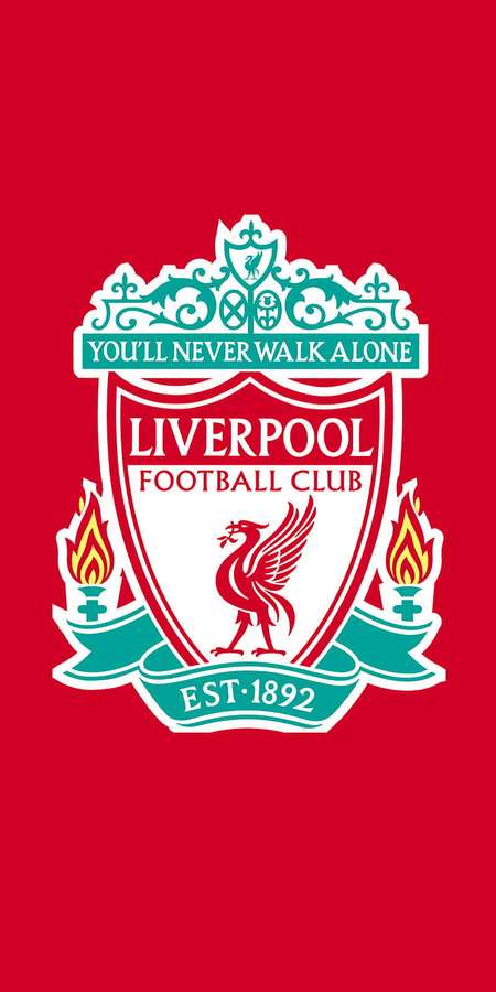 Escudo del Liverpool Football Club con liverbird y llamas sobre fondo rojo — Cita Fondos de pantalla