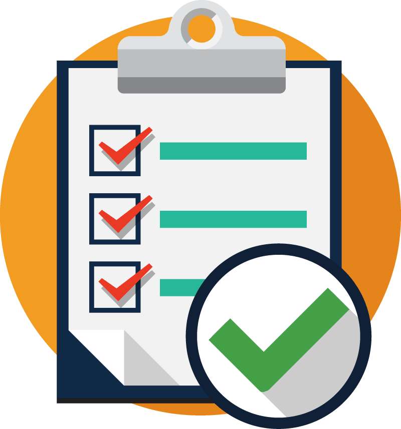 Clipboard with completed checklist and large green checkmark icon. — Clipboard PNG