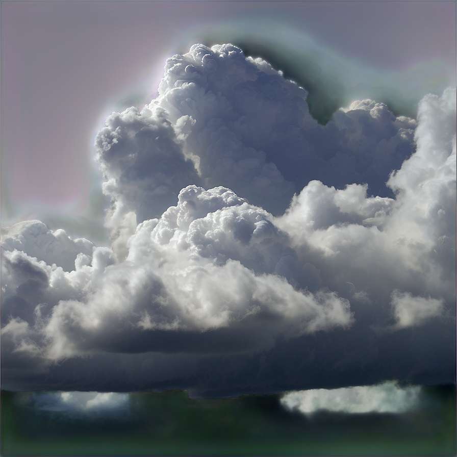 Dramatic storm cloud with purple and green hues glowing at edges. — Clouds PNG