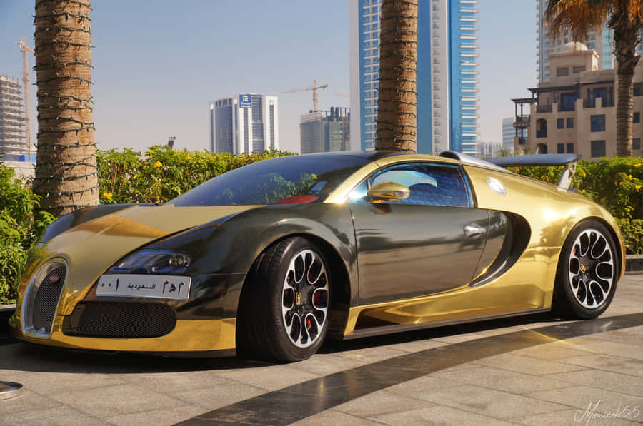 Coche Bugatti Veyron Dorado Fondo de pantalla
