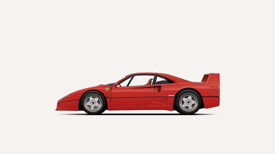 Automóvil deportivo rojo Ferrari F40 en perfil lateral en estudio — Coche minimalista Fondos de pantalla