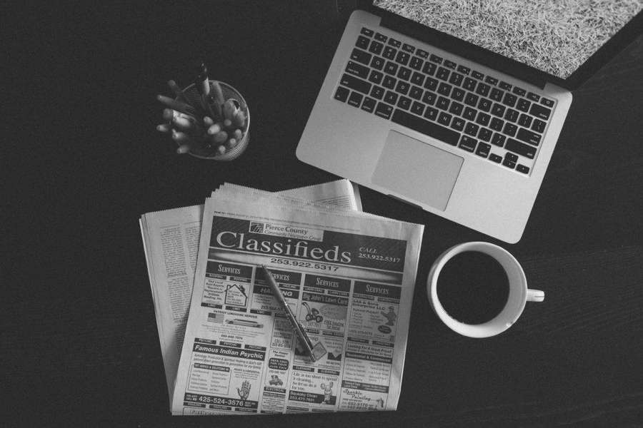 Reading News With Coffee And Laptop — Coffee Laptop Background
