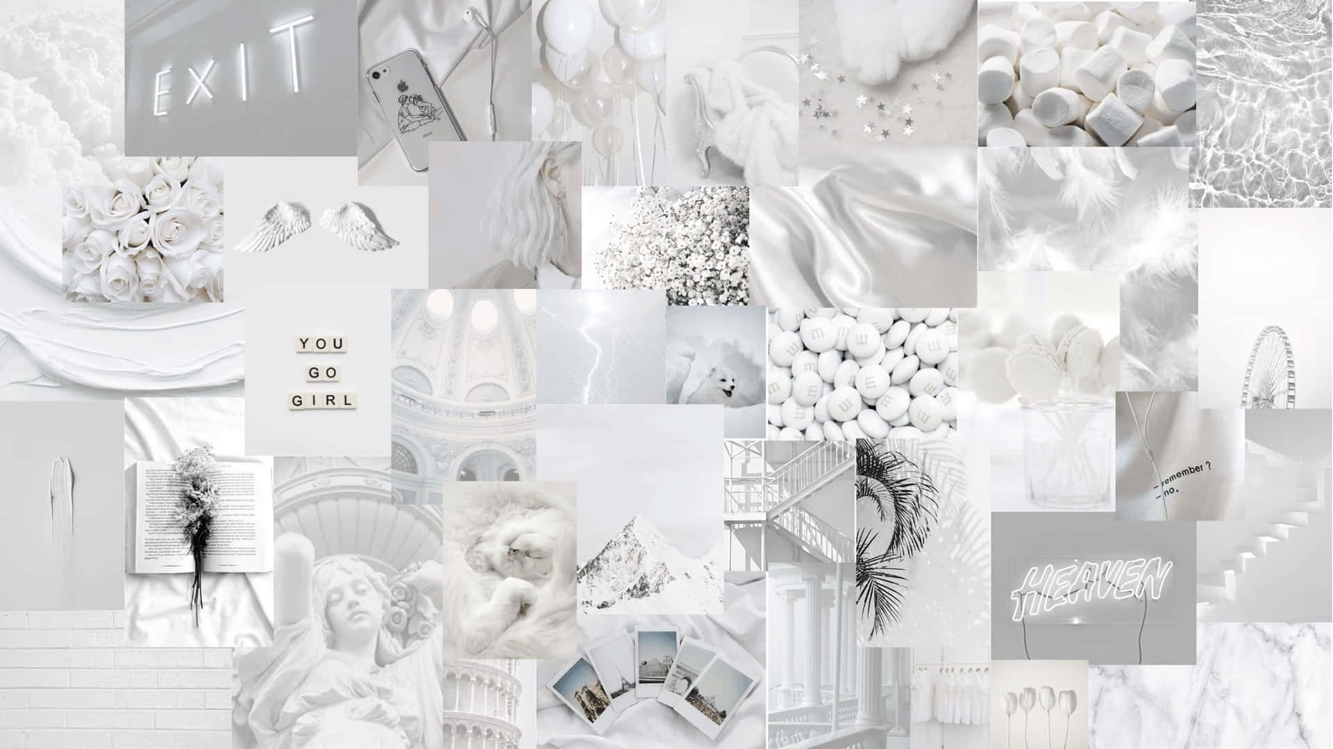 Collage Estetico Bianco Sfondo