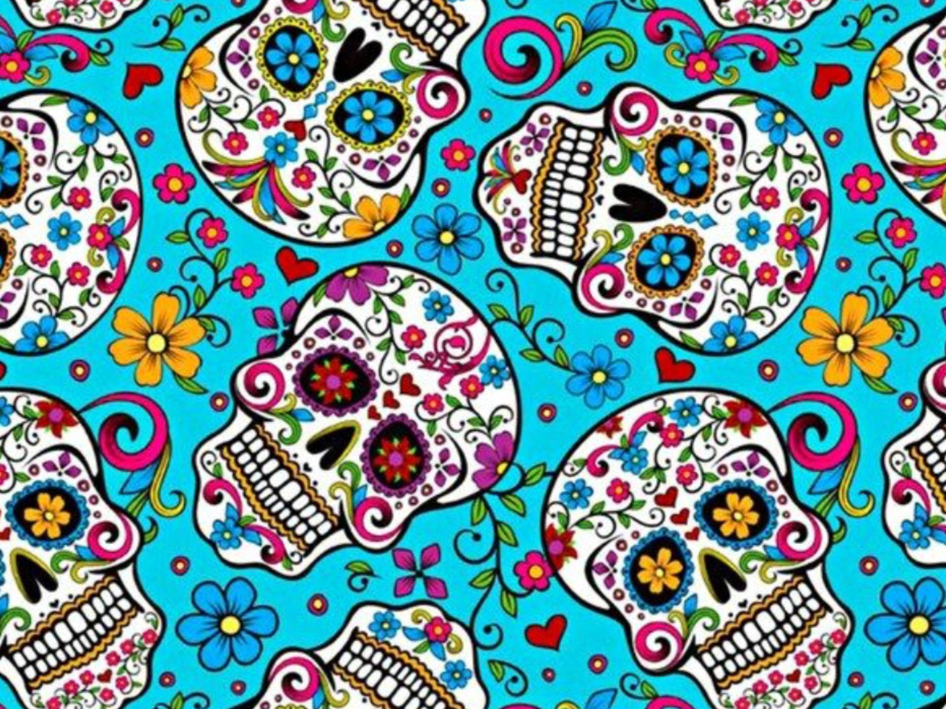 Colorful Skull Background Wallpaper
