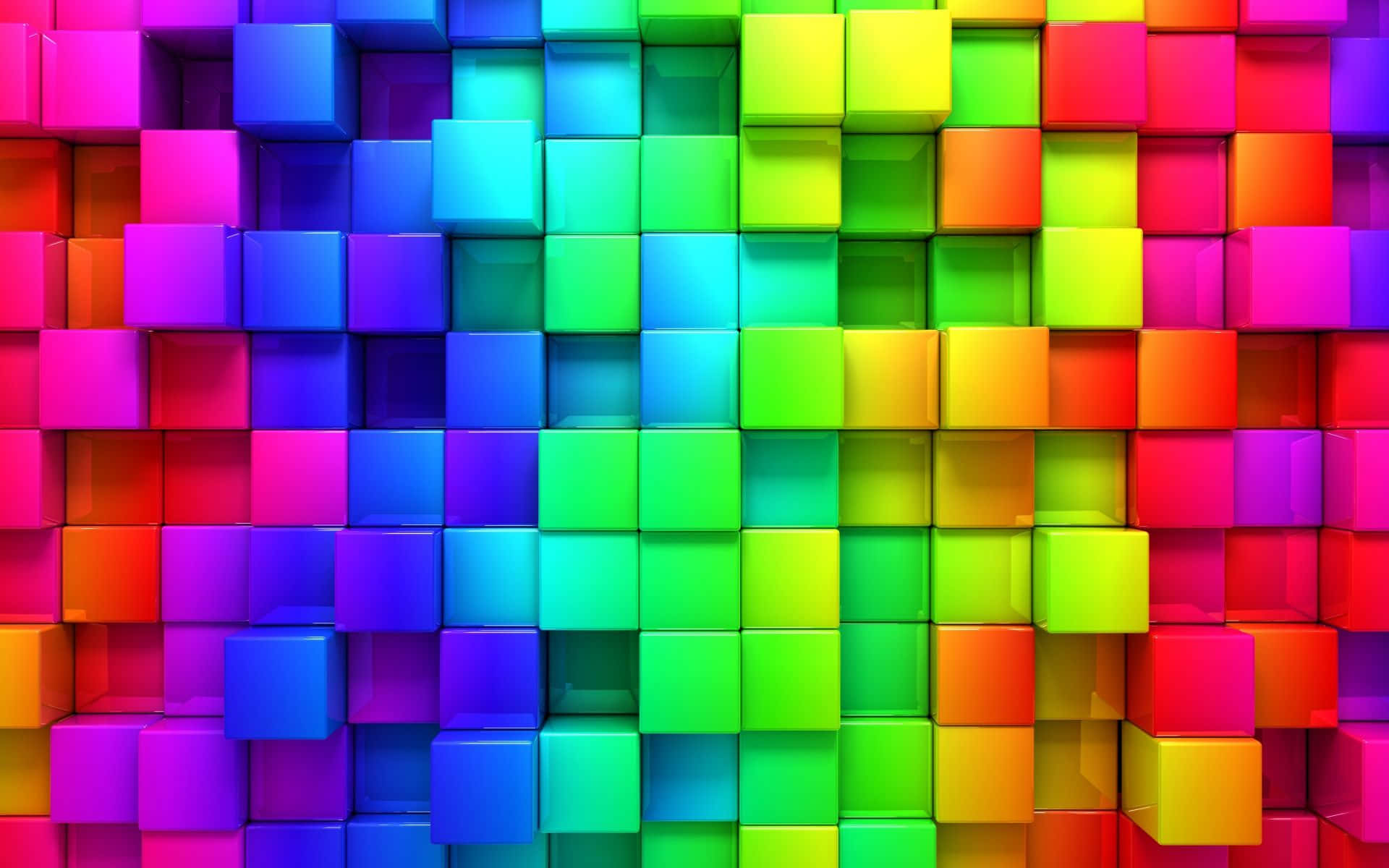 Wall of colorful glossy cubes in rainbow gradient pattern — Colorful Wallpaper