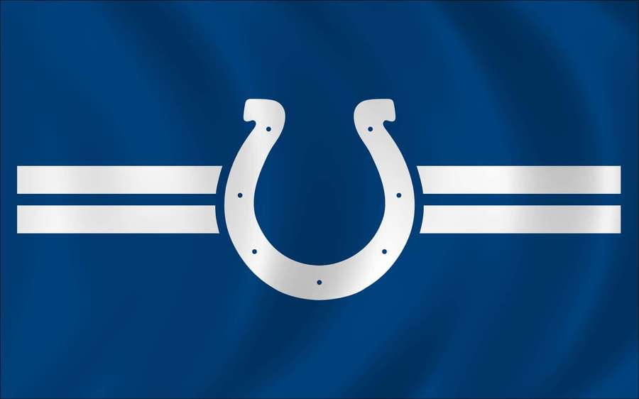 Bandera de los Indianapolis Colts con herradura plateada y franjas sobre fondo azul. — Colts Fondos de pantalla