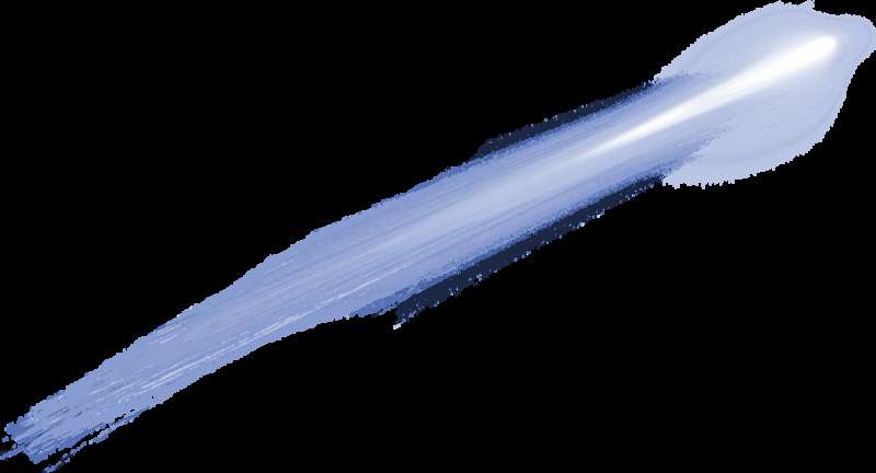 A glowing blue brushstroke on black background with soft gradient and textured edges. — Comet PNG
