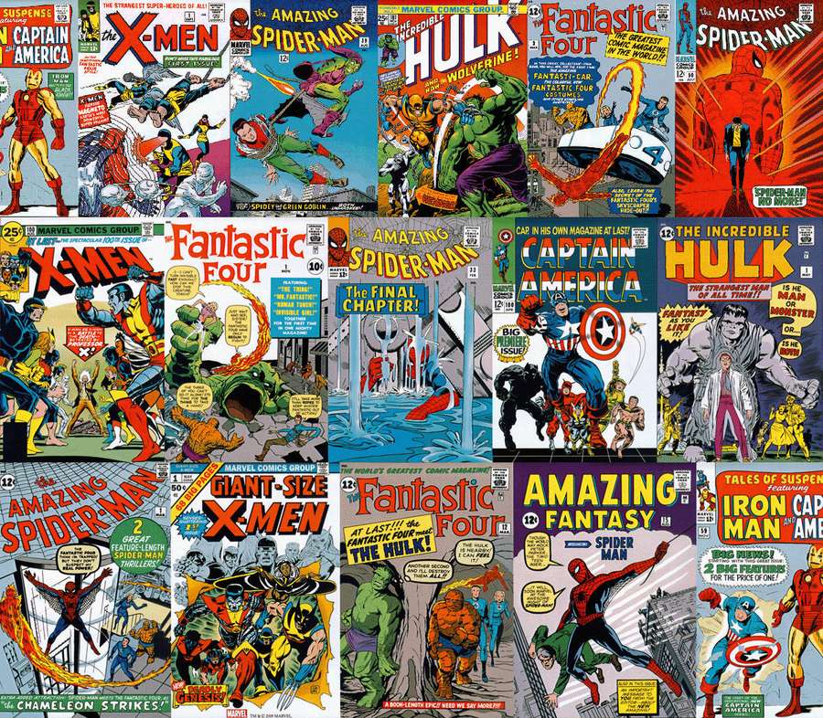 Vintage Marvel comic book covers featuring Spider-Man Hulk and Captain America in action. — Comic Book Picture
