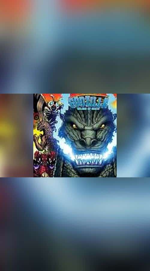 Godzilla desatando rayos de energía azul de su boca con ojos brillantes. — Cómic de Godzilla Fondos de pantalla