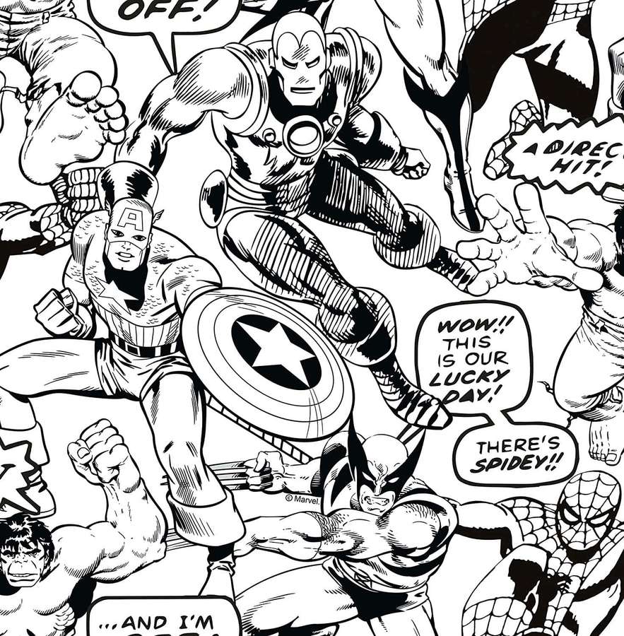 Superhéroes de Marvel en una caótica escena de batalla de cómic. — Cómic de Marvel Fondos de pantalla
