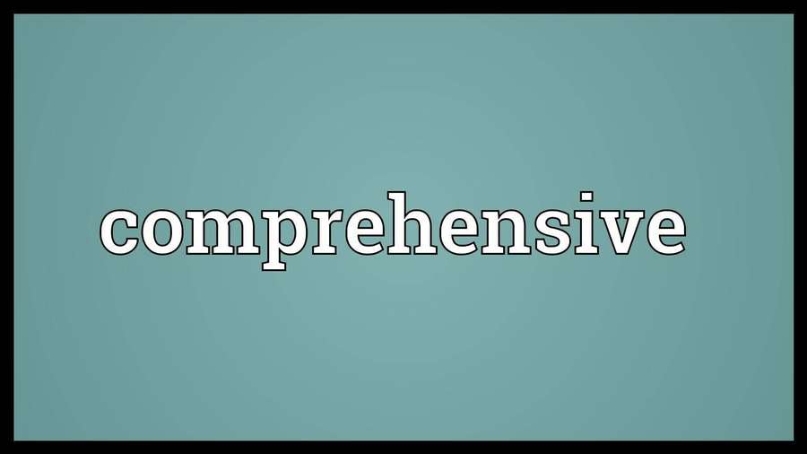 The word comprehensive in white text on a teal background with a black border. — Comprehensive Background