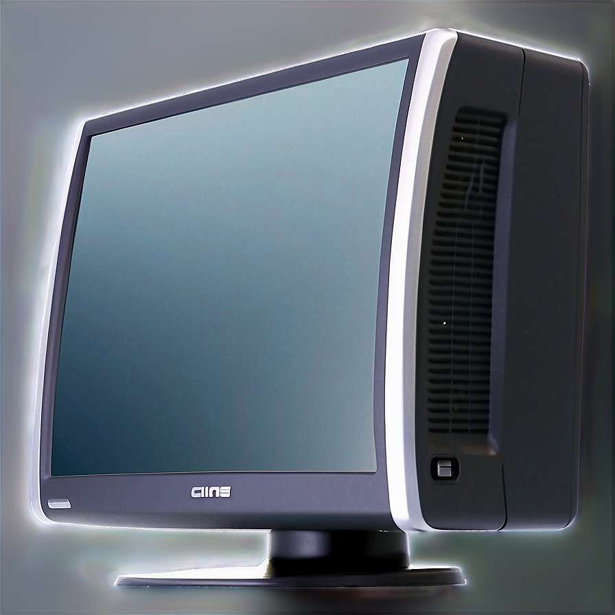 Vintage CINE monitor with glowing white edges and dark gray casing. — Computer Screen PNG