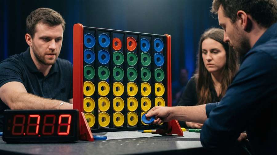 Intense Connect 4 game with a timer, competitive mood. — Connect 4 Wallpaper