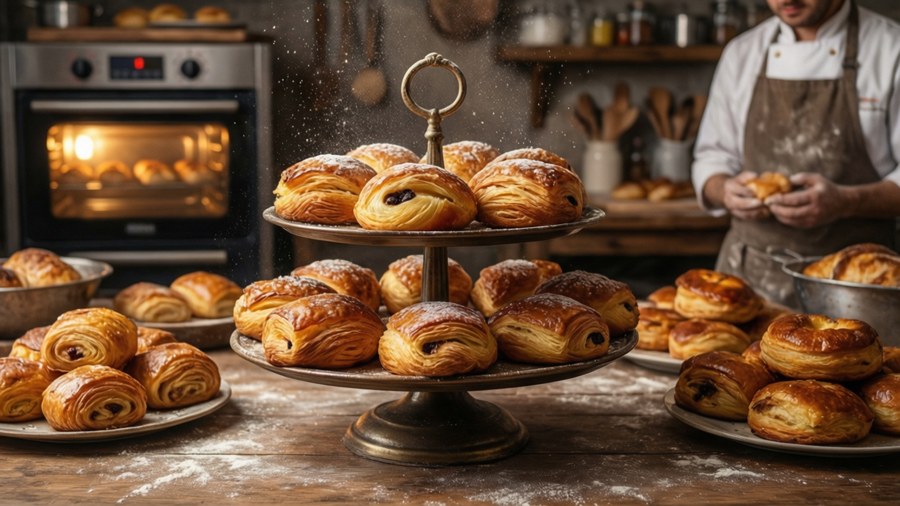 Delicious baking competition with pastries and warm tones — Contest Wallpaper