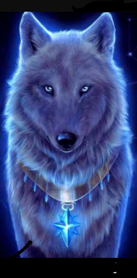 Cool Blue Wolf Papel de Parede