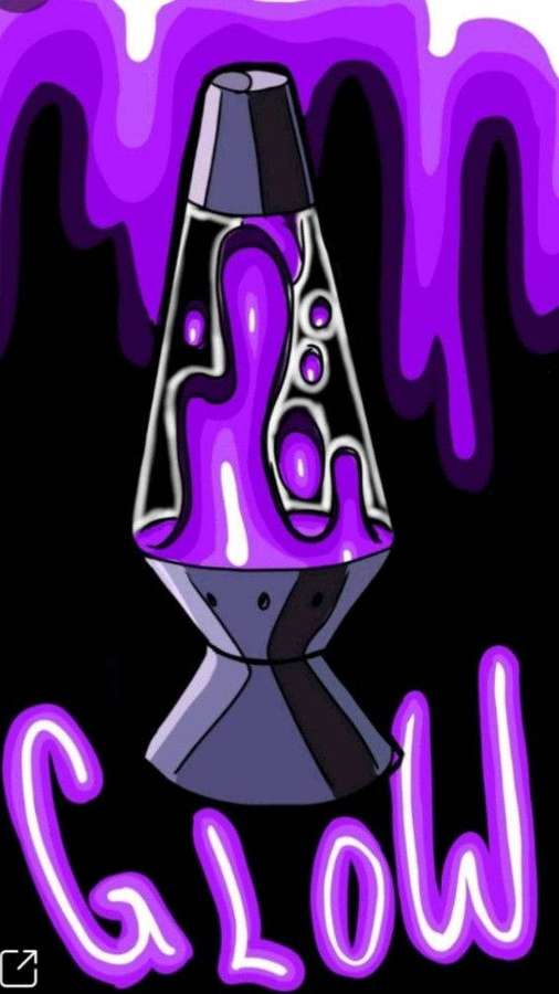 Purple lava lamp with glowing liquid and neon glow text on black background. — Cool Vibes Wallpaper