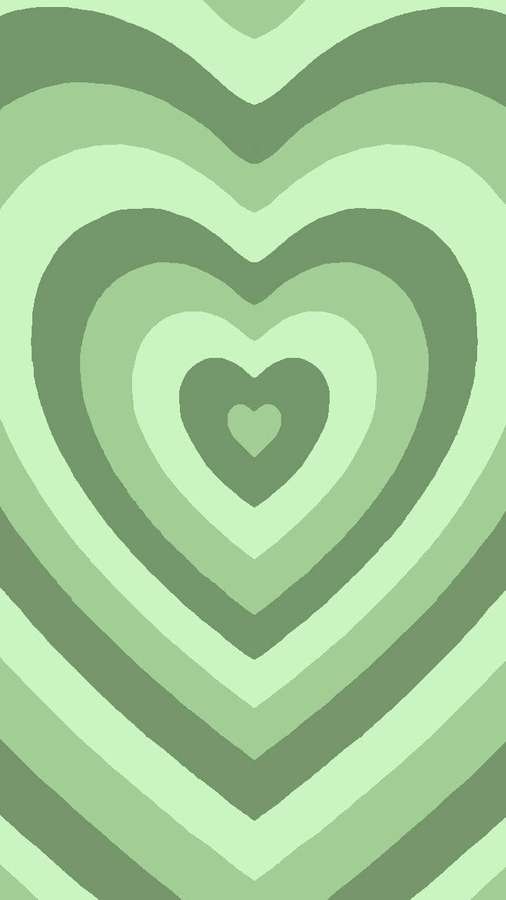 Corazones verdes anidados en un patrón geométrico hipnótico. — Corazón verde Fondos de pantalla