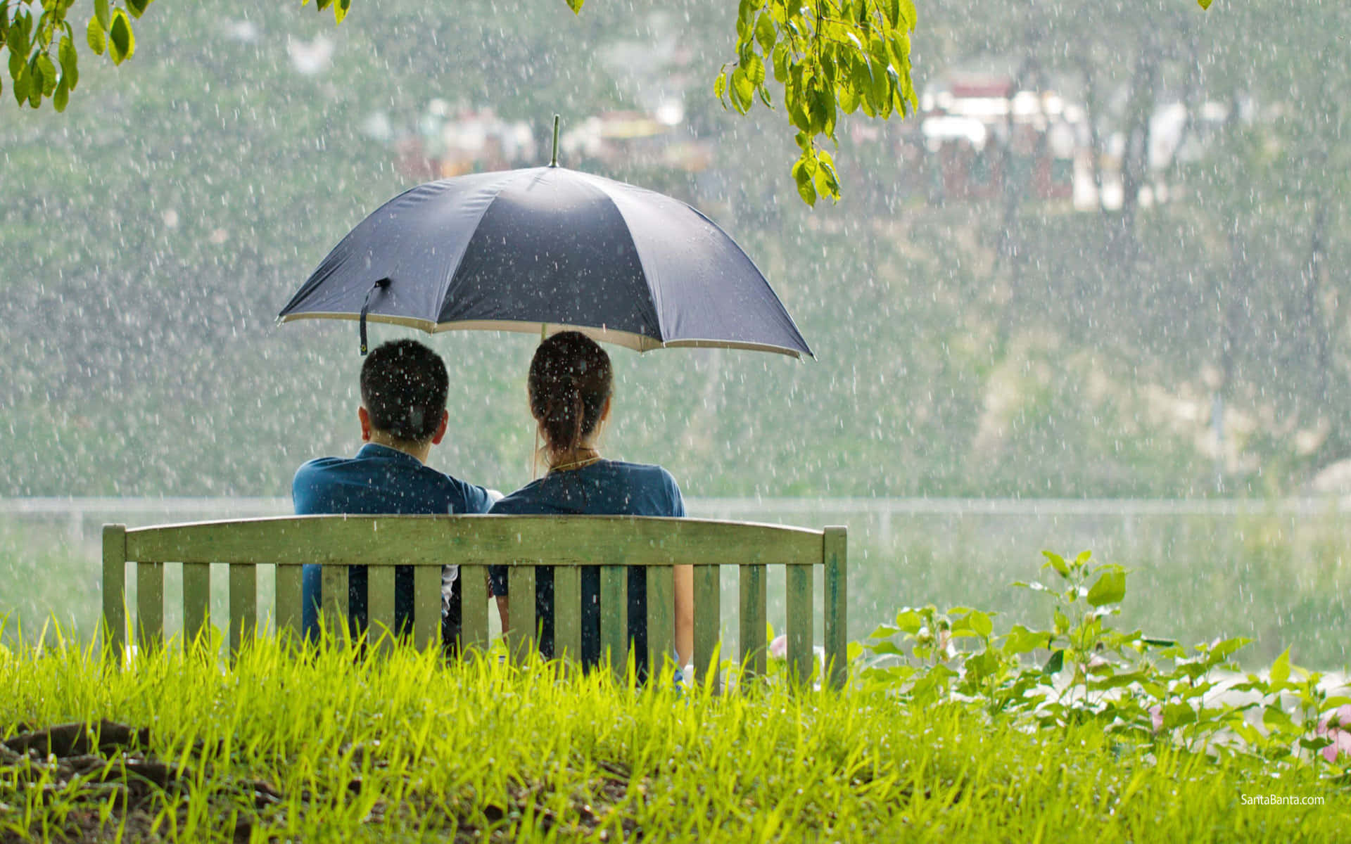 Couple In Rain Pictures Wallpaper