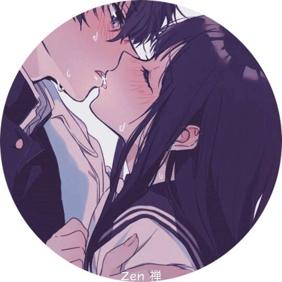 Two anime characters kissing with sweat drops on their faces. — Couple Kissing Background