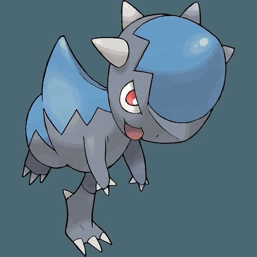 A blue and gray cartoon dinosaur with claws and a happy expression. — Cranidos Wallpaper