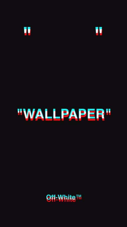 Glitch-Text-Tapete mit Off White-Logo auf schwarzem Hintergrund — Cremefarbenes iPad Wallpaper