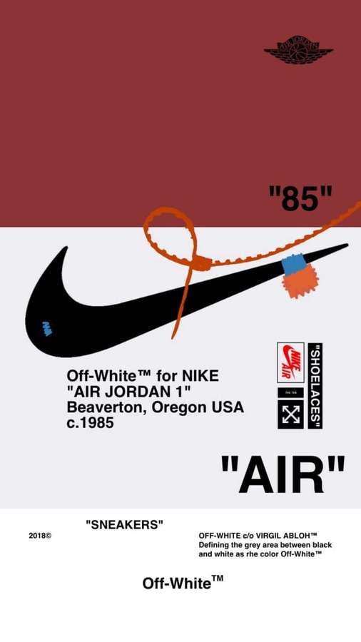 Off-White für Nike Air Jordan 1 Sneaker Design Grafik mit Text und Farbdetails. — Cremefarbenes iPhone 11 Wallpaper