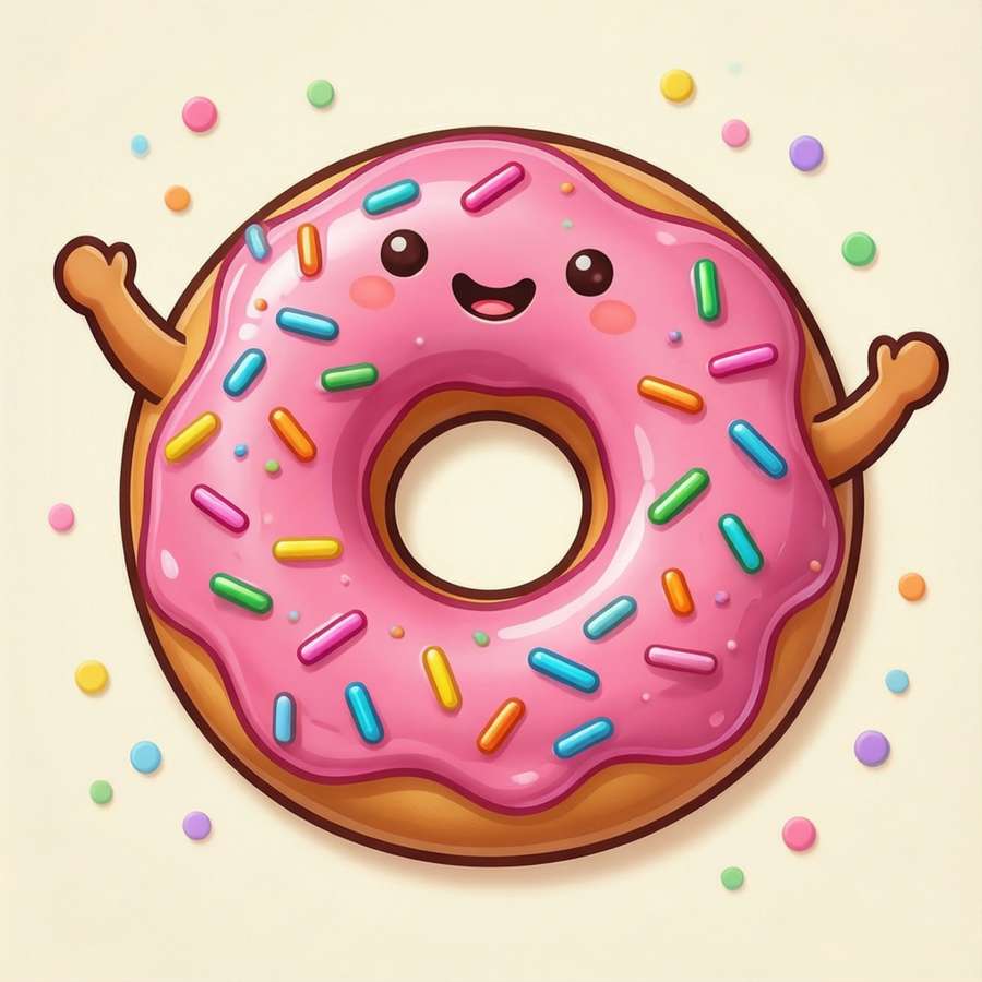 Adorable kawaii donut with sprinkles on cream, fun wallpaper. — Cricut Cutie Wallpaper