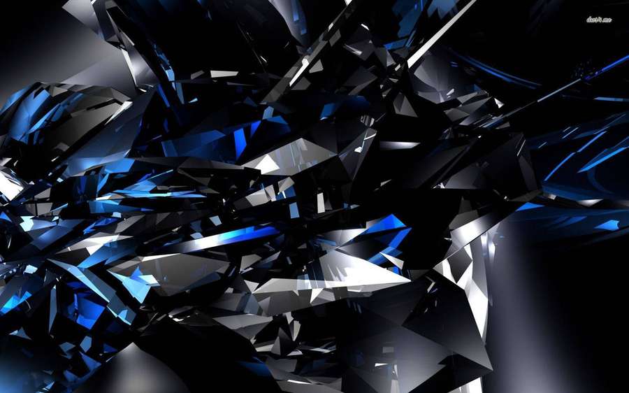 Fragmentos de vidrio con reflejos azules y plateados sobre un fondo oscuro. — Cristal Fondos de pantalla